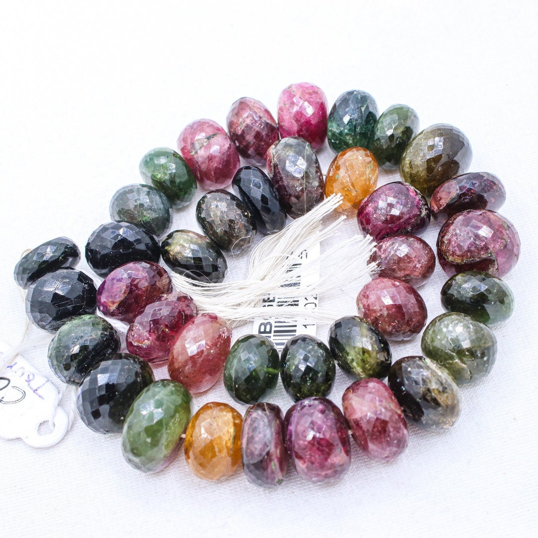 20'' Natural Multicolor Tourmaline Necklace – 3mm Faceted Round Gemstone Beads, Charm Style