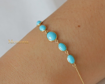 Sleeping Beauty Turquoise Bracelet: 18k Yellow Gold Chain