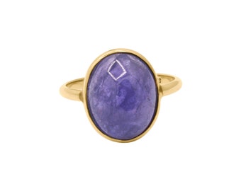 Tanzanite Oval Cabochon Ring : 14k Yellow Gold