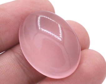 Oval Rose Quartz Cabochon: Natural Pink Gemstone, Jewelry Making (28x20 mm)