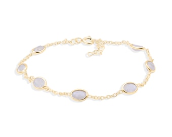 Handmade Moonstone Gemstone Bracelet, Lovely Chain Bracelet For Anniversary Gift, Glamorous 925 Sterling Silver Jewelry, Birthday Gifts