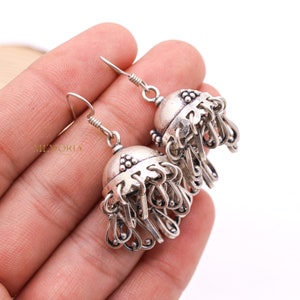 Fine Silver Earring - Fine Silver Earring - Women Silver Earring - Dangle Drop Earring - Silver Jhumka Earrings -  Birthday Gift
