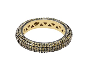 Yellow Diamond Eternity Ring: 925 Sterling Silver