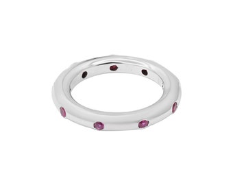 Ruby Gemstone Eternity Band Ring : 925 Sterling Silver