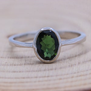 Fine Quality Green Tourmaline Ring, 925 Sterling Silver Ring, Dainty Silver Ring, Tourmaline Gemstone Jewelry Ring, Birthday Gift
