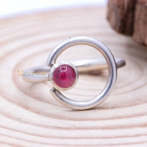 Natural Ruby Ring, 925 Sterling Silver Ring, Ruby Gemstone Ring, Statement Ruby Ring, Red Ruby Silver Ring, Minimalist Ring, Birthday Gift