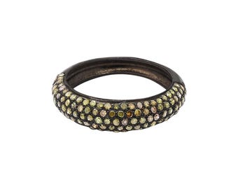Anillo de plata de ley con diamantes amarillos - Estilo vintage
