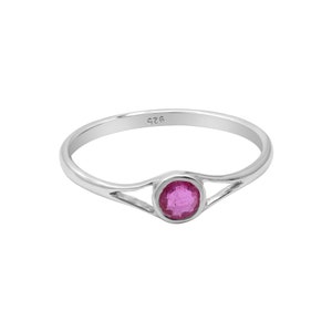 Ruby Round Faceted Gemstone Ring, Red Ruby Ring, Ruby Silver Ring, 925 Sterling Silver Ring, Ruby Statement Ring, Personalization Gift