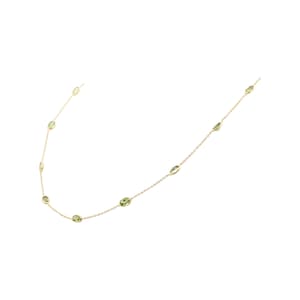 Green Peridot Oval Faceted Necklace : 925 Sterling Silver