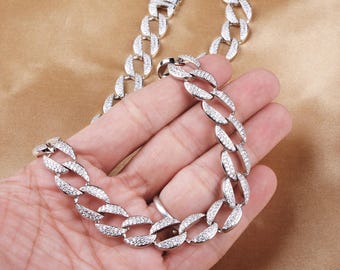 Cubic Zirconia Necklace: 925 Sterling Silver Chain