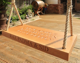 Solid wood swing, Solid Oak swing, Large outdoor swing, Tree swing, Large swing, Garden Swing, Personalised Swing, New home gift