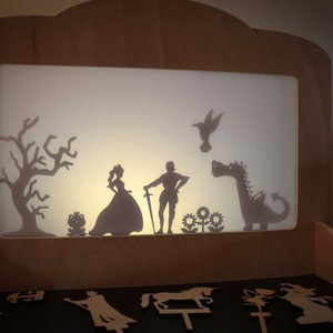 Shadow puppet theatre, Shadow puppets, Wonderful Story telling aid, Educational toy to inspire Creative play, Wooden play set image 5