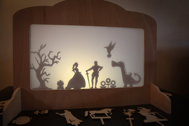 Shadow puppet theatre, Shadow puppets, Wonderful Story telling aid, Educational toy to inspire Creative play, Wooden play set image 5