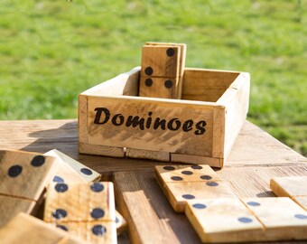 Handmade Wooden Dominoes, Big Dominoes, Recycled Wood Yard Game, Outdoor Family Game, Double 6 Dominoes, Personalised Wedding game, BBQ Game