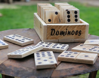 Wooden Dominoes,  Double Nines set, Outdoor game , yard dominoes, garden game, family game, rustic pallet wood,  family fun