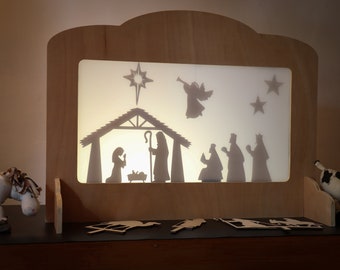 Shadow puppet theatre, Christmas Story Shadow puppets,  Nativity gift, Shadow puppetry, Story telling gift, Educational gift for children.