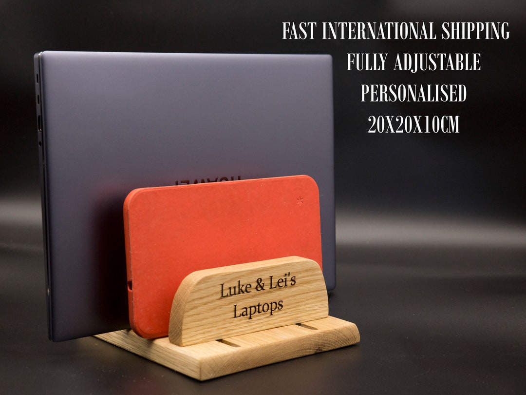 Laptop Stand, Solid Oak, Fits All Laptops Hard Drive Stand, Vertical