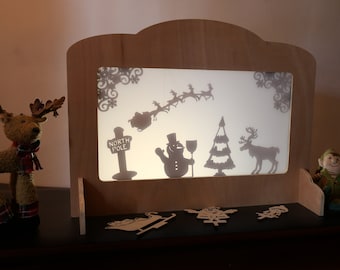 Shadow puppet theatre, Christmas wonderland,  Educational Christmas gift to inspire Creative play, Wooden play set shadow puppetry, Xmas