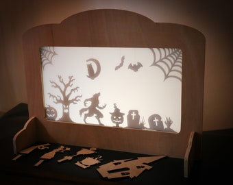 Shadow puppet theatre, Halloween Shadow puppets, Shadow puppetry, Story telling gift for kids, Shadow play, Educational gift for children.