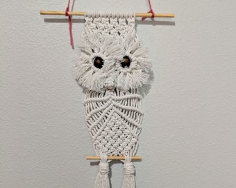 Woodland Owl Macrame Wall Decor and Bow Holder