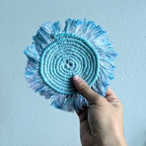 Blue Round Macrame Coaster