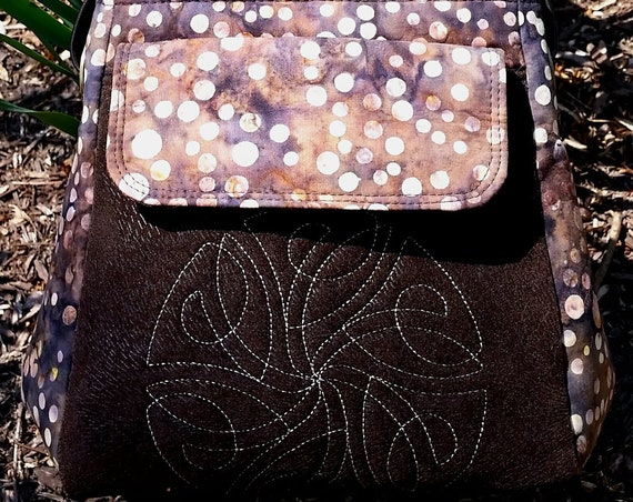 Celtic Tuck Bag - Celtric Design-Brown Handbag-Shoulder Bag-Handcarry Purse-Fabric Purse-Womens Purse-Ladies Gift