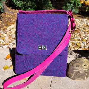 Harris Tweed Shoulder Bag - Wool Bag - Blue Wool Bag - Crossbody Bag - Messenger Bag - Ladies Gift - Gift for Her