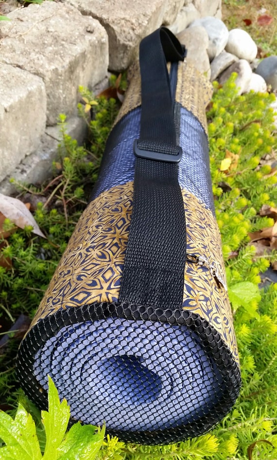 Easy-Go Yoga Mat Bag - Yoga Mat Carrier - Multipurpose Bag - Batik Fabric - Brown Bag - Mesh Bag