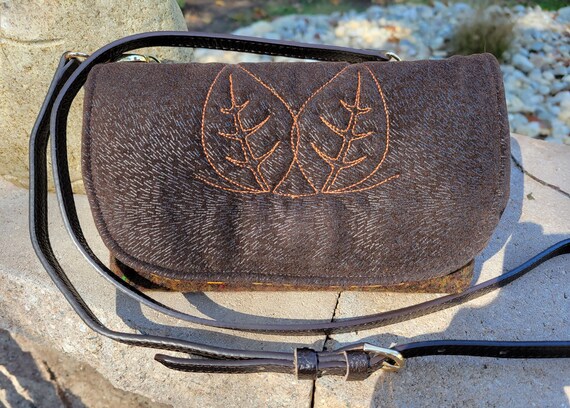 Wool Shoulder Bag with Leather Strap