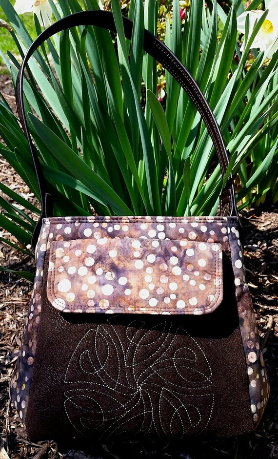 Celtic Tuck Bag - Celtric Design-Brown Handbag-Shoulder Bag-Handcarry Purse-Fabric Purse-Womens Purse-Ladies Gift
