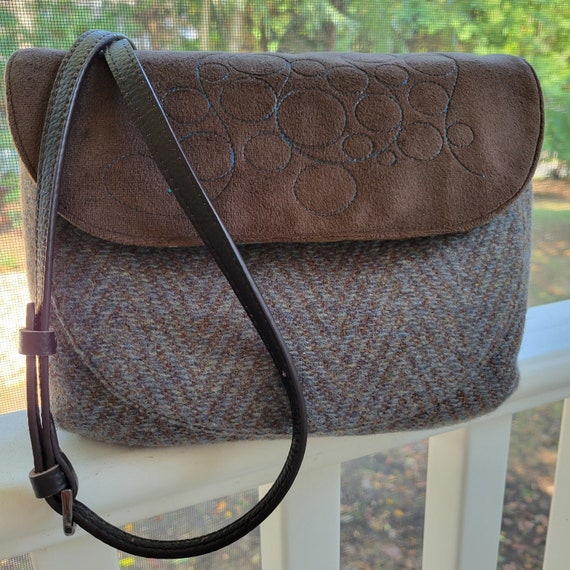 Curvy Wool Bag - Wool Faux Suede Leather Bag - Brown Shoulder Bag - Wool Bag - Crossbody Bag - Gift for Her