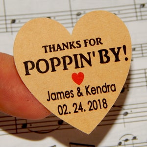 12 - 314 pcs. Custom Wedding Thanks for POPPIN by, Bridal Baby Shower Stickers, Popcorn Favors, Initials Date Personalised Wedding Stickers