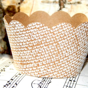 Lot de 5-50 pcs. Toile de jute Style emballages, emballages Kraft, Kraft brun festonné emballages, doublures de gâteau de mariage