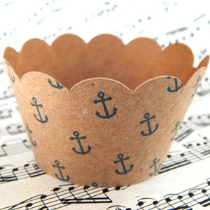 Set di 5-50 pc. Kraft marrone ondulato Cupcake wrapper, Cupcake Liners, bicchieri di carta Kraft, neutro Wedding Cupcakes di carta marrone Craft