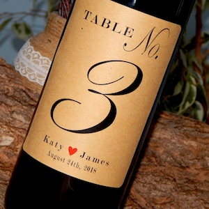 Numéro de table numéro vin Breton Labels Kraft, personnalisés avec le nom et la Date, pièce maîtresse de mariage personnalisé, Table de mariage signes