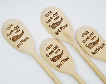 Cuillères en bois gravées : récompenses culinaires au chili, cadeau de chef personnalisé