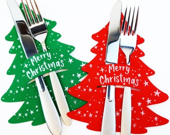 Felt Christmas Tree Cutlery Holder: Holiday Table Decor