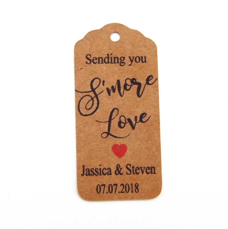 10 100 pcs. Custom Sending You Smore Love Tags, Personalized Smore Favor Tag, Custom Wedding Tags, Favor Tags image 2