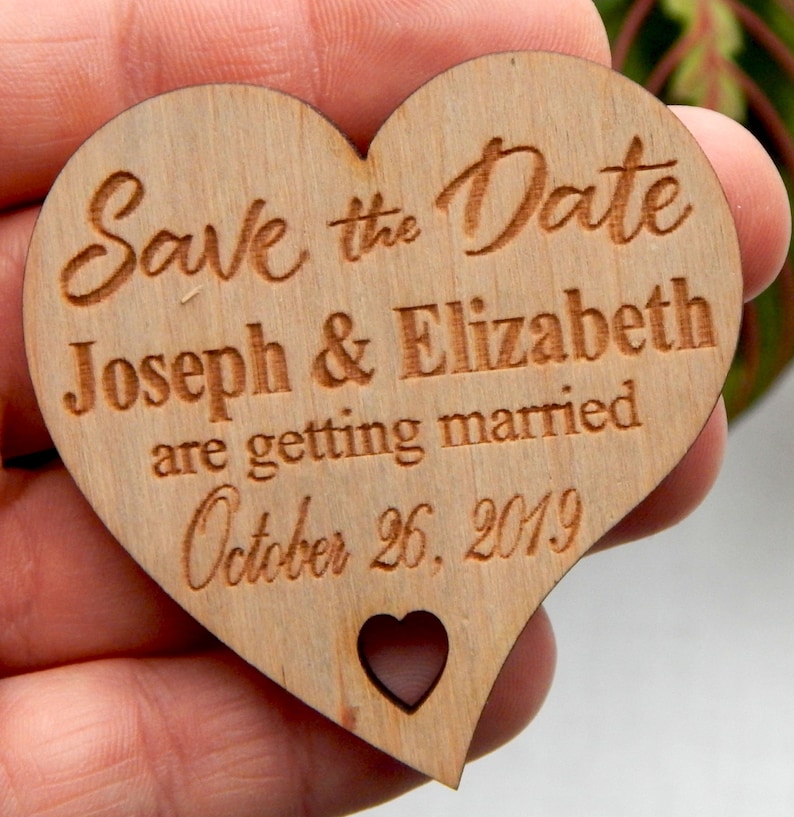 Personalised Invitation Wood Save the Date Magnets Rustic Wedding Save The Date Heart Save The Date Magnet Magnets with Cards