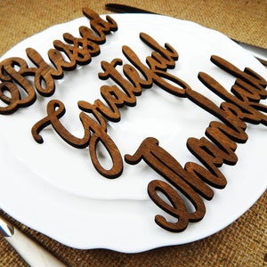 Danksagung Tischkarten Dankbar Dankbar Gesegnet (3ER SET) Danksagung Tischdekoration Laser Cut Danksagung Platzkarten