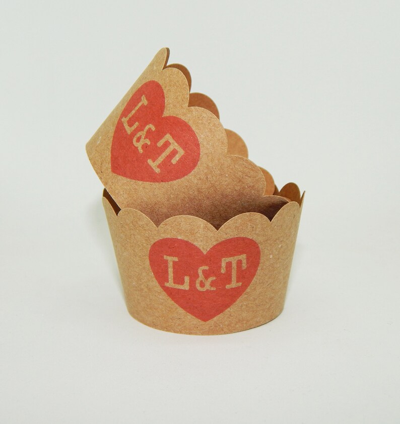 Custom Kraft Cupcake Wrappers Custom Brown Kraft Scalloped Etsy