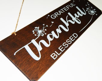 Bord Dankbaar Dankbaar Blessed Wood - Decoratie boerderij herfst