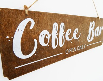 Houten bord boerderij koffiebar - rustieke muurdecoratie keuken