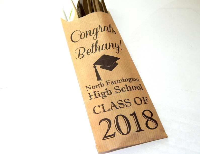Personalized Silverware Holder Utensil Holder Class of 2018 Graduate Set of 5-100 pcs Custom Graduation Silverware Bags