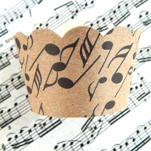 Set of 5 50 pc. Brown Kraft Scalloped Music Notes Cupcake Cupcake Wrappers, Brown Craft Paper Cupcake Liners, Kraft Paper Cups, Wedding 画像 3