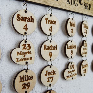 5/8x1/8 Wooden Circle Disc Tag Family Birthday Date Board - ZLazr