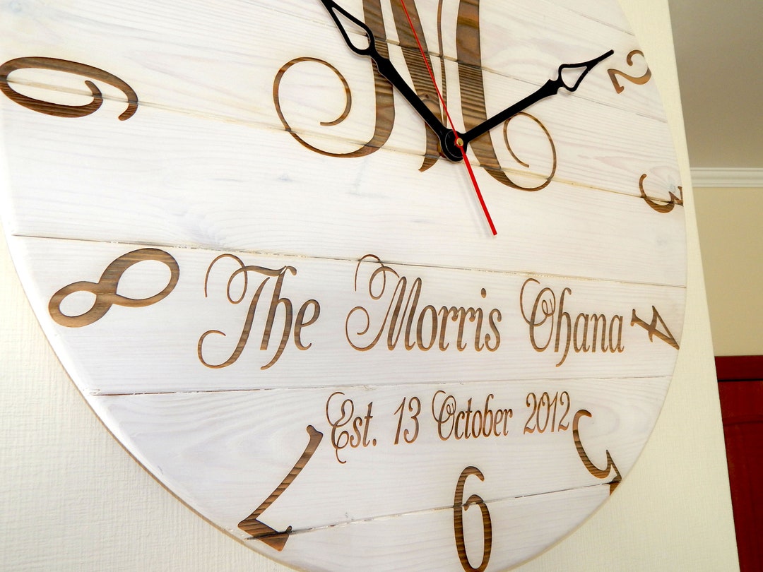 Personalized Large Wall Clock, Oversized Wedding Stained Clock Custom Oversized Wall Clock