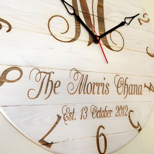 Personalized Large Wall Clock, Oversized Wedding Stained  Clock Custom Oversized Wall Clock Farmhouse Wall clock Real Wood Rustic Wall Decor