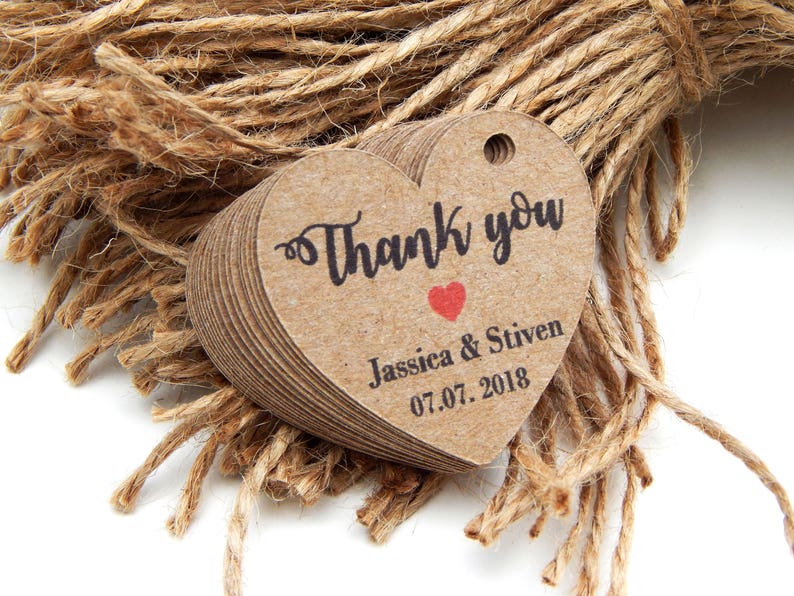 10 100 pcs. Custom Favor Tags, Wedding Favor Tag, Personalized Tag, Bridal Shower Tags, Thank You Tags, Gift Tag, Hang Tags, Party Favor image 1