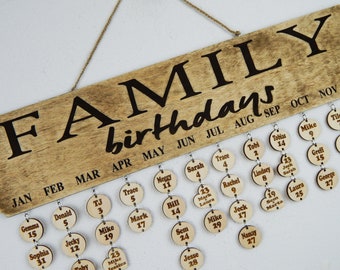 Family Birthday Board, Birthday Calendar, Birthday Sign, Celebrations, Family Calendar, Family Celebrations, Birthday Reminder, Family Tree